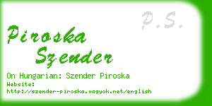 piroska szender business card